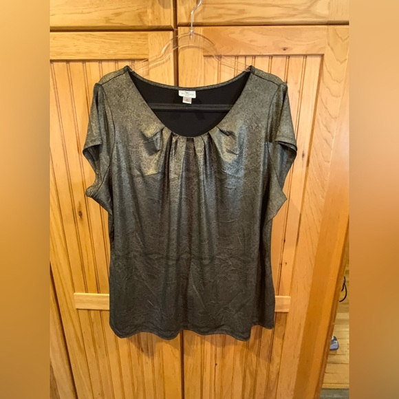 Worthington Woman Tops - Elegant Metallic Black Women's Blouse